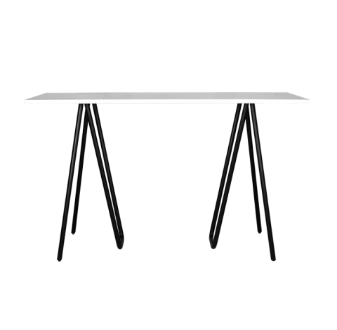 Lottie Long High Bar Table - White Marble - DANN Event Hire